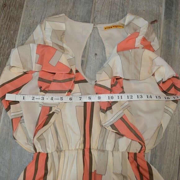 Alice + Olivia S Geometric Silk blend elastic waist midi dress caftan - Picture 3 of 7